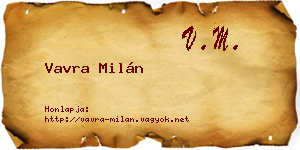Vavra Milán névjegykártya